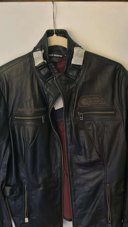 Jaqueta de couro preta nova com etiquetas BMW Heritage - Imagem 1 de 4