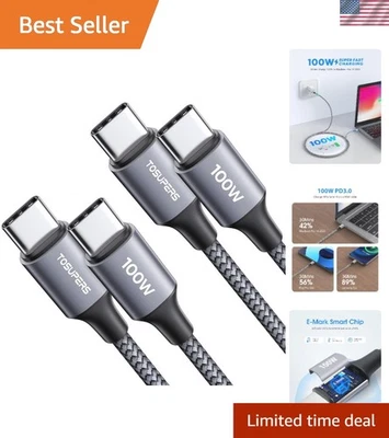 6ft Fast Charging USB C to USB C Cable - 100W Power Delivery, 2-Pack for iPhone - Image 1 of 4