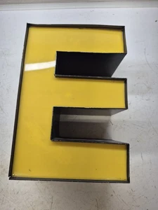 Vintage 3D Marquee Light Sign Letter E Wall Hanging Initial 12” Yellow Black - Picture 1 of 5