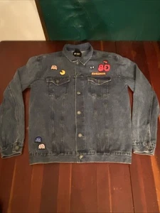 Giacca jeans Pac-Man inserto moneta cappotto denim stile retrò anni 80 ottime condizioni taglia XL - Foto 1 di 24