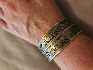 Antique Silver Cuff Tibetan Buddhist Bracelet - Picture 1 of 10