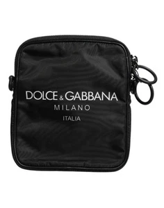 Dolce & Gabbana Black Logo Print Scuba Crossbody Shoulder Men's Bag Authentic - Picture 1 of 4