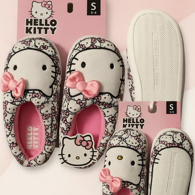Zapatillas de felpa Hello Kitty Y2K rosa con lazo pequeñas 5-6 para mujer interior casa zapatos Foto 1 de 4