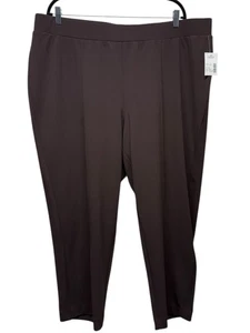 Catherines Pull On Pants Brown Womens Plus Size 2XP Elastic Waist Stretch Office - Picture 1 of 5