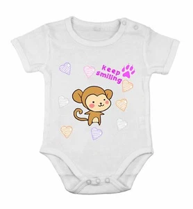 Strampler Neugeborene Strampler Dusche Kleidung Kostüm Affe Lächeln Liebe Tiermotiv - Bild 1 von 3