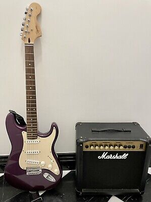 Squier (by Fender) Stratocaster Standard Series + Marshall G15RCD Amp + Case