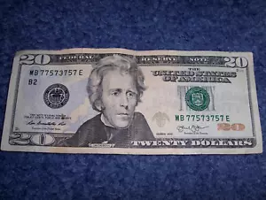 U.S. TWENTY DOLLAR NOTE WITH COOL 5-OF-A-KIND SERIAL NUMBER! **FREE SHIPPING** - Picture 1 of 6