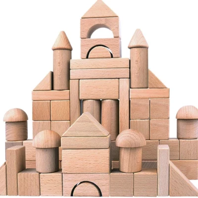 Juego de bloques de construcción de madera para niños - Apilador juego apilador juguetes de construcción Se Foto 1 de 4