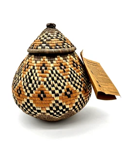 African Traditional Zulu Basket Ukhamba Beer Double Diamond Married Woman Basket - Picture 1 of 10