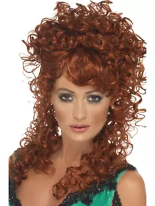 Lang Ingwer Saloon Mädchen Kostüm Mit Lockig Perm BAR Mädchen Perücke - Bild 1 von 1