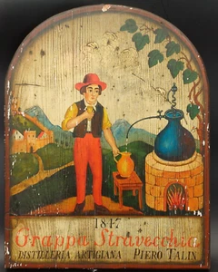 B. D'ARTE F. CONZ - QUADRO SU LEGNO GRAPPA STRAVECCHIA PIERO TALIN - 46X35 - Imagen 1 de 8