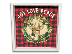 Beads & Sequins Deer Christmas Holiday Decoration Framed Canvas Wall Decoration - Picture 1 of 7