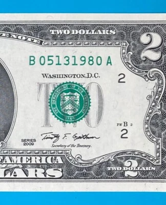 May 13, 1980 : B 05131980 A BIRTHDAY Note $2 Two Dollar Bill *UNC* - Image 1 of 3