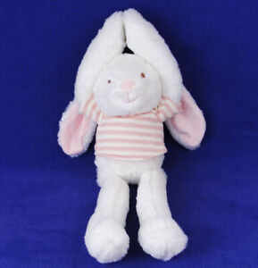 Kellytoy White Bunny Rabbit Plush Rattle Hanging Knit Pink Stripe Sweater 18"