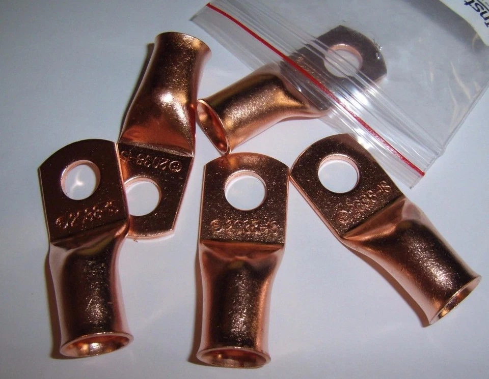 (2) Wire Ring Terminal Copper 2/0 AWG Gauge 3/8" Connectors Car Audio Terminals - Image 1 of 1