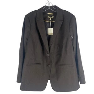 NEW Talbots Luxe Wool Blend Blazer Jacket 2 Buttons Dark Brown Women Size 18WP - Picture 1 of 9