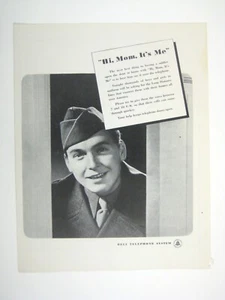 1944 Bell Telephone System Hi Mom Its Me Vintage Print Ad Soldier - Picture 1 of 2