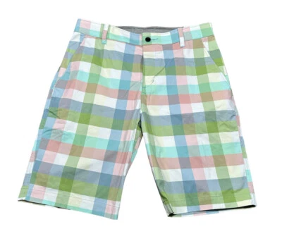 NEW Nike Dri-FIT UV Men's Plaid Golf Chino Shorts, DH1294 Blue/Arctic Orange 32” - Image 1 of 3