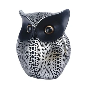 Black- Silver Owl Statue Home Office Décor Book Shelf TV Decoration Item New - Picture 1 of 7