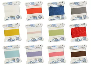 Griffin® PowerNylon Pearl Silk Thread Lace with Needle 2m Length Various Sizes - Picture 1 of 22