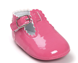 Newborn Infant Baby Girl Spanish Style Patent Crib Shoes Mary Jane Flat 0-18 M