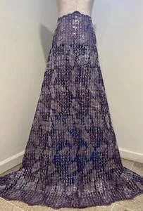 1.5 Yard Purple Silver Gold Multicolor Sequins Embroidery  Lace Fabric 50” Width - Picture 1 of 5