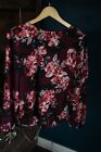 Philosophy NWT Red Pink Black Flowy Floral Blouse Large back buttons