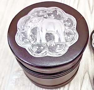 Elephant Coaster Set Of 6 With Holder Dark Wood-Elephant Home Decor - Picture 1 of 16