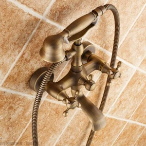 Antik Retro Duscharmatur Wasserfall Badewanne Wasserhahn Handbrause Duschset - Bild 1 von 8