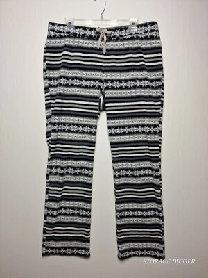 Old Navy Pyjama Pants Womens Large Black Fair Isle Fleece Straight Leg Sleepwear - Image 1 of 4