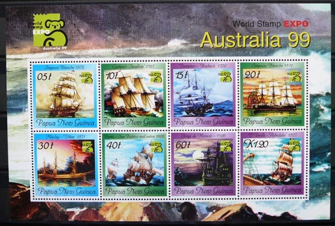Papua New Guinea Miniature Sheet - Stamp EXPO Australia 99 - Sailboats - MNH Cover