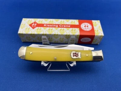 "Navaja de bolsillo Kissing Crane Cutlery amarillo trampero 4 1/8"" cerrada" Foto 1 de 4