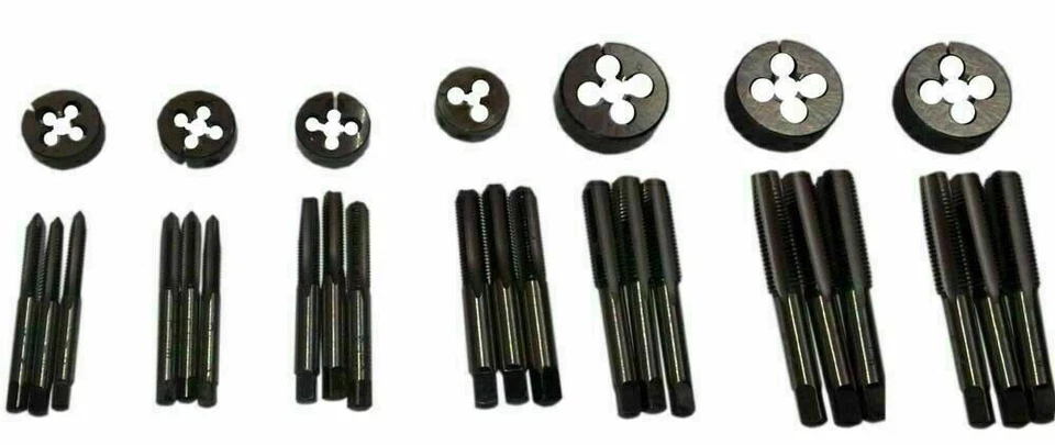 JUEGO DE GRIFOS Y TROQUELES IZQUIERDOS 3/16 A 1/2" BSW - 6 TAMAÑOS ESTÁNDAR BRITÁNICO WHITWORTH Foto 1 de 1