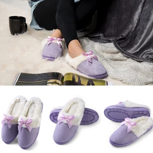 Lila Winter warm bequem Wildleder Fleece Oberfläche Hausschuhe rutschfeste Schuhe Größe 7-8 - Bild 1 von 19