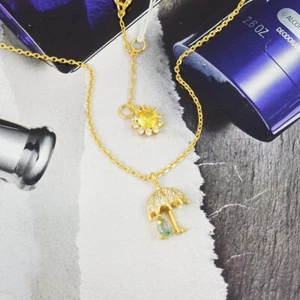 NWOT Kate Spade Rain or Shine CZ Necklace $58 Blue Clear - Picture 1 of 5