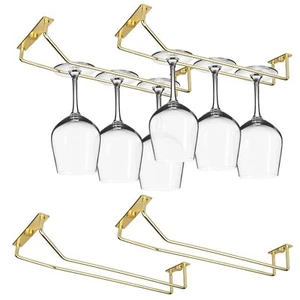10.8 Inch Long Single Row Metal Wine Glass Rack Under Cabinet Cupboard Gold 4... - Picture 1 of 7