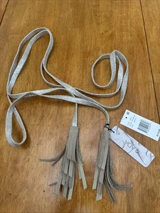 Cintura lunga ADA argento METALLIC donna tripla avvolgimento cravatte nappa estremità pelle nuova con etichetta - Foto 1 di 7