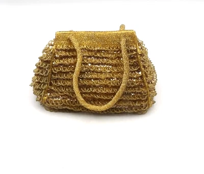 Vintage Richere by Walborg Hand-Beaded Gold Purse Handbag Heavily Beaded - Image 1 of 4