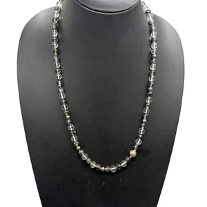 Collar vintage de plata de ley con cuentas de cuarzo rutilado negro 24" - Imagen 1 de 6
