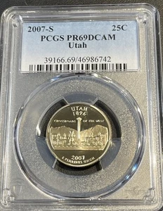 2007-S Utah Clad Proof Statehood Quarter PCGS PR69DCAM PCGS - Picture 1 of 13