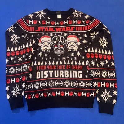 Star Wars Death Vader Navidad Feo Suéter Negro��Mediano Foto 1 de 3