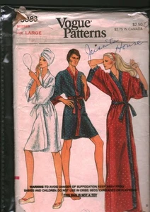 Vintage Vogue Schnittmuster Misses locker sitzend vorne Wickel Morgenmantel groß 80er - Bild 1 von 2