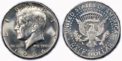 Medio dólar Kennedy 1966 50C plata SMS DDO variedad FS-103 PCGS - SP67 bonita moneda Foto 1 de 4