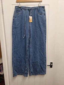 BNWT Forever21 By Shein Woman's Blue Wide Leg Trousers. Size 30W - Picture 1 of 7