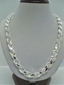Massive 925 Sterling Silber Italienische Seil Kette Herren Halskette 9mm Diamantschliff - Bild 1 von 6