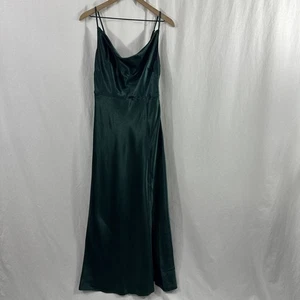 Vestido largo de satén verde esmeralda brillante Lisa gris pájaro para mujer talla M fiesta boda - Imagen 1 de 16