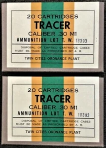 TWIN CITIES ORDNANCE CAL. .30 M1 TRACER WWII NEW REPLICA 20 ROUND AMMO BOXES - Picture 1 of 8