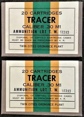 TWIN CITIES ORDNANCE PLANT TWIN CITIES ORDNANCE CAL. .30 M1 TRACER WWII NEW REPLICA 20 ROUND AMMO BOXES