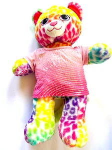 Build A Bear BAB Regenbogen Leopard Katze Lisa Frank Plüsch 2016 inklusive Shirt - Bild 1 von 12