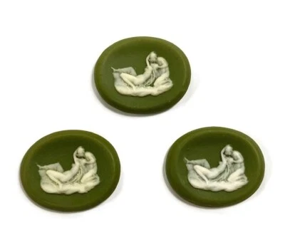 6 amantes acostados de colección besándose resina verde oliva 23x19 mm. Camafeos ovalados L524 Foto 1 de 4